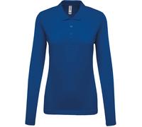 Kariban - Polo piqué de manga larga para mujer - 100 % algodón azul real XXL