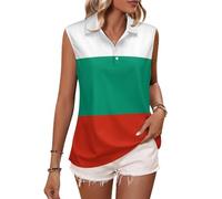Polo Mujer Sin Mangas con Estampado de Bandera Bulgaria Bandera - Tejido Transpirable, Secado Rápido, Diseño con Elementos Nacionales para Golf