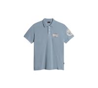 Napapijri Polo Amundsen para hombre, manga corta, azul claro y blanco, talla S