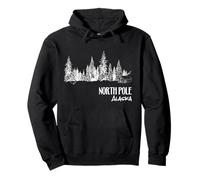 Polo Norte Alaska Árbol De Navidad Paisaje Invierno Arte Bosque Sudadera con Capucha