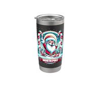 Polo Norte Santa Claus Candy Cane Gráfico de Navidad Vaso térmico de acero inoxidable de doble pared