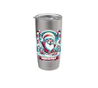 Polo Norte Santa Claus Candy Cane Gráfico de Navidad Vaso térmico de acero inoxidable de doble pared