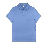 Polo para hombre adulto Europa y Estados Unidos, solapa de color sólido, bolsillos al aire libre, camisa de manga corta con diseño de ojo de pájaro, azul, S
