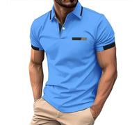 Polo para hombre adulto, transpirable, de secado rápido, para entrenamiento, golf, gimnasio, tenis, camiseta casual con cuello elástico, Z01-azul, L