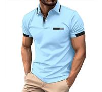 Polo para hombre adulto, transpirable, de secado rápido, para entrenamiento, golf, gimnasio, tenis, camiseta casual con cuello elástico, Z01-azul claro, XL