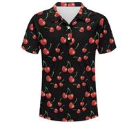 Polo para hombre con estampado de frutas de limón, camisa hawaiana, camiseta de manga corta, camisa hawaiana, camisa de manga corta, camisa informal de verano, camiseta informal, O Sandía Rojo, S