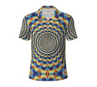 Polo para hombre con estampado GIF de ilusión óptica en espiral, digno de estilo casual y de negocios, adecuado para la mayoría de hombres adultos, Negro, 3XL