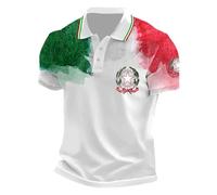 Polo para hombre de manga corta con bandera italiana, camiseta de apoyo de país, camiseta italiana confort ocio, camiseta para hombre, transpirable, corte estándar, camiseta de golf al aire libre
