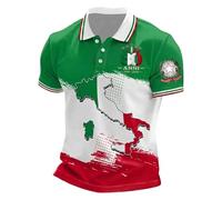 Polo para hombre de manga corta con bandera italiana, camiseta de apoyo de país, camiseta italiana confort ocio, camiseta para hombre, transpirable, corte estándar, camiseta de golf al aire libre