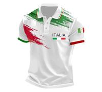 Polo para hombre de manga corta con bandera italiana, camiseta de apoyo de país, camiseta italiana confort ocio, camiseta para hombre, transpirable, corte estándar, camiseta de golf al aire libre