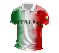 Polo para hombre de manga corta con bandera italiana, camiseta de apoyo de país, camiseta italiana confort ocio, camiseta para hombre, transpirable, corte estándar, camiseta de golf al aire libre