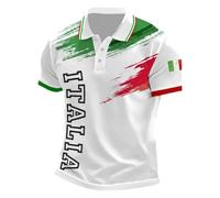 Polo para hombre de manga corta con bandera italiana, camiseta de apoyo de país, camiseta italiana confort ocio, camiseta para hombre, transpirable, corte estándar, camiseta de golf al aire libre