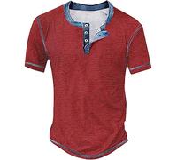 Polo para hombre de manga corta sin cuello - Camiseta para hombre aspecto vintage - Polos de tallas grandes Camiseta para hombre Sudadera Retro Camisetas Manga Corta Verano Botones Camisetas Casual
