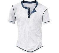 Polo para hombre de manga corta sin cuello - Camiseta para hombre aspecto vintage - Polos de tallas grandes Camiseta para hombre Sudadera Retro Camisetas Manga Corta Verano Botones Camisetas Casual