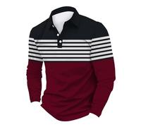 Polo para hombre de tallas grandes - Polo para hombre negro algodón - Polo negro manga larga camisa casual manga larga 3XL camisa de negocios corte regular camiseta de manga larga casual polo tops
