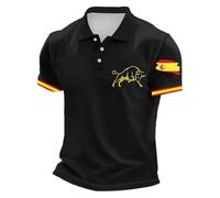 Polo para hombre de verano de manga corta con diseño de torero, camiseta estampada, resistente, clásica, cómoda, de algodón, transpirable, para festival de Corrida, U negro., XXXXXXL