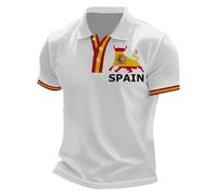 Polo para hombre de verano de manga corta con diseño de torero, camiseta estampada, resistente, clásica, cómoda, de algodón, transpirable, para festival de Corrida, S blanco., XL