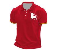 Polo para hombre de verano de manga corta con diseño de torero, camiseta estampada, resistente, clásica, cómoda, de algodón, transpirable, para festival de Corrida, Q rojo., XXL