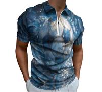 Polo para Hombre Fútbol Cristal Abstracto Polo Manga Corta Camiseta Golf Trabajo Transpirable Camiseta Informal con Pintura Óleo Antigua Verano Negocios T Shirt para Vacaciones
