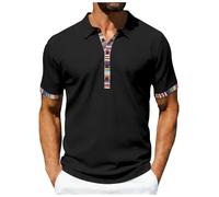 Polo para Hombre Manga Corta Hombres Trabajo Polo Camisas Deportivas Polos de Golf Camisa Transpirable Hombres Básico Camisetas De Gran Tamaño Flexible Manga Corta Cuello Redondo Básico, C-le negro