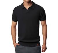 Polo para hombre, manga corta, parte inferior con bandas, camiseta básica, ligera, color sólido, cuello en V, camisetas de golf, camisetas de moda, negocios, oficina, trabajo, casual, transpirable