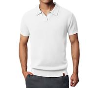 Polo para hombre, manga corta, parte inferior con bandas, camiseta básica, ligera, color sólido, cuello en V, camisetas de golf, camisetas de moda, negocios, oficina, trabajo, casual, transpirable