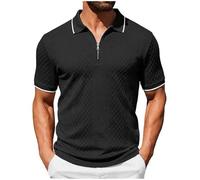 Polo para hombre manga corta Poloshirt Golf al aire libre casual camiseta manga corta golf casual clásico top slim fit camiseta transpirable para correr fitness y gimnasio, A-le negro, L