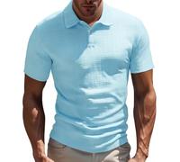 Polo para hombre - Polo de manga corta para hombre, diseño de gofres, camiseta de golf, camiseta fina texturada, camiseta de verano, camisetas de golf de negocios, con estructura, transpirable