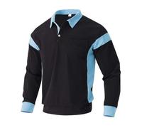 Polo para hombre, sudadera de moda con cuello en V, camiseta de golf, informal, con bolsillo, manga larga, polo clásico, rugby, cuello de contraste, camisa de invierno, otoño, botón hacia abajo, polo