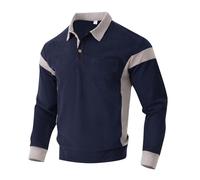Polo para hombre, sudadera de moda con cuello en V, camiseta de golf, informal, con bolsillo, manga larga, polo clásico, rugby, cuello de contraste, camisa de invierno, otoño, botón hacia abajo, polo