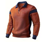 Polo para hombre, sudadera de moda con cuello en V, camiseta de golf, informal, con bolsillo, manga larga, polo clásico, rugby, cuello de contraste, camisa de invierno, otoño, botón hacia abajo, polo
