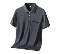 Polo para hombre, tallas grandes, camiseta de golf con bolsillo en el pecho, polo clásico, manga corta, monocolor, camiseta de trabajo, ligera, holgada, transpirable, camiseta de golf, gris oscuro