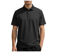 Polo para hombre, verano, golf, deporte, ajuste informal, informal, corte clásico, suave y cómodo, manga corta, camisetas, de gran tamaño, flexible, manga corta, cuello redondo, Básico, C-le negro, XL