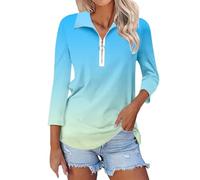 Polo para mujer del Reino Unido, camisa polo de primera calidad para mujer, manga larga, solapa casual, cremallera de un cuarto, algodón, clásico, para deportes al aire libre, golf, tenis, Morado (,