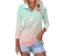 Polo para mujer del Reino Unido, camisa polo de primera calidad para mujer, manga larga, solapa casual, cremallera de un cuarto, algodón, clásico, para deportes al aire libre, golf, tenis, 1#azul