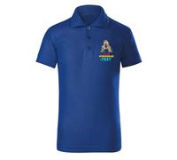 Polo Personalizado para Niños con Monograma Floral | Inicial Personalizada con tu Nombre, Palabra o Ciudad | Regalo elegante con diseño de texto personalizado (7-8 años Royal-Blue Multicolor)