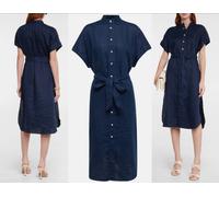 Polo Ralph Lauren Belted Lino Midi Camisero Vestido Camisa Cinturón Leinen-Kleid