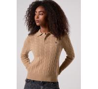 Polo Ralph Lauren Cable-Knit Wool-Cashmere Polo Sweater XL Marrón
