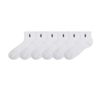 POLO RALPH LAUREN Performance Cotton Ankle Socks-6 Pair Pack-Breathable Mesh & Sport Cushioning Cuarto de cojín, Blanco, 3.5-9 UK Mujer