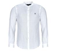 Polo Ralph Lauren Camisa manga larga CHEMISE AJUSTEE SLIM FIT EN LIN COL MAO in Blanco EU XL