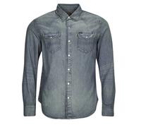 Blue Camisa Western de denim flameado S