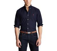POLO RALPH LAUREN Camisa Oxford, ceñida, teñida en pieza. Color Azul Marino