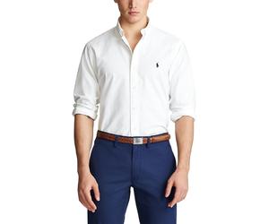 POLO RALPH LAUREN Camisa Oxford, ceñida, teñida en pieza. Color Blanco