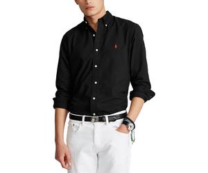 POLO RALPH LAUREN Camisa Oxford, ceñida, teñida en pieza. Color Negro