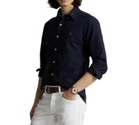 Polo Ralph Lauren Camisa Popelina de Algodón de Manga Larga con Cuello de Solapa y Logotipo Bordado, Color Azul Marino (FR/ES, Letras, M, Regular, Regular, Azul Marino)
