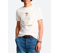 Polo Ralph Lauren Camiseta de hombre de algodón con Polo Bear. Blanco roto 6