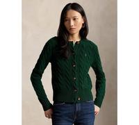 POLO RALPH LAUREN Cárdigan de cuello redondo con punto trenzado, 80% lana, 20% cachemira. Color Verde Oscuro