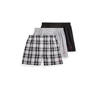 POLO RALPH LAUREN Classic Fit Cotton Woven Boxers 3-Pack Bóxer, Bengala Stripe/Red, Stockton Plaid/Red, Polo Black/Red, 3X (Pack de 3) Hombres