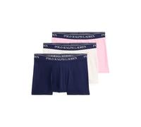 POLO RALPH LAUREN Lote de 3 calzoncillos boxer clásicos de algodón elástico. Color Blanco + Azul Marino + Rosa