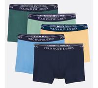 POLO RALPH LAUREN Lote de 5 calzoncillos boxer clásicos de algodón elástico. Color AZUL + VERDE + AMARILLO